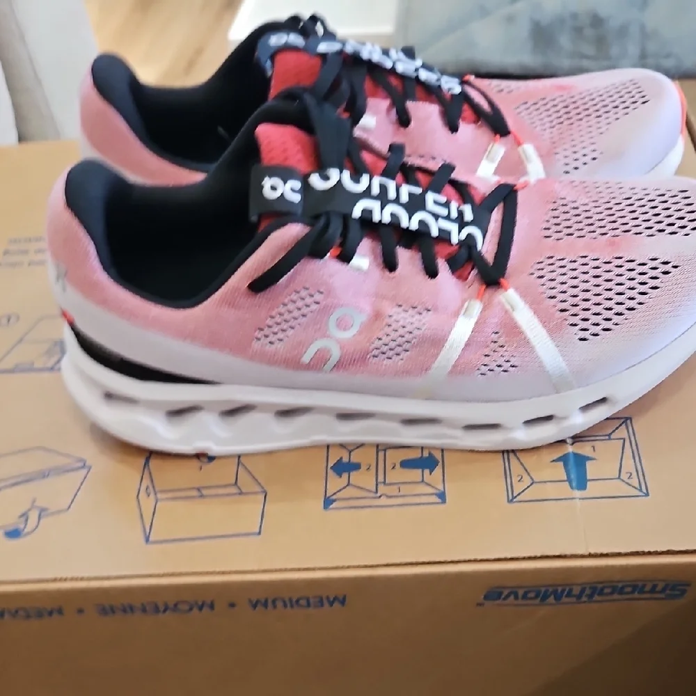 On Running Men's Cloud Sneakers - Red/Orange and Black - Picture 5 of 6